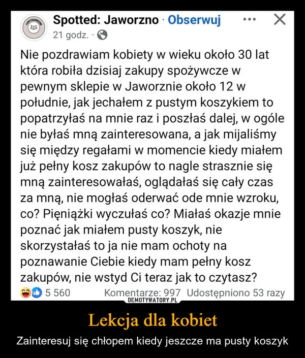 
    Lekcja dla kobiet