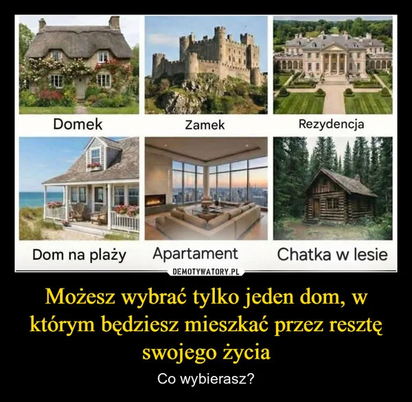 Możesz wybrać tylko jeden dom, w którym będziesz mieszkać przez resztę swojego życia