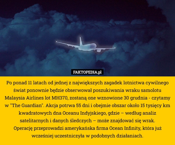 Po ponad 11 latach od jednej z największych zagadek lotnictwa cywilnego