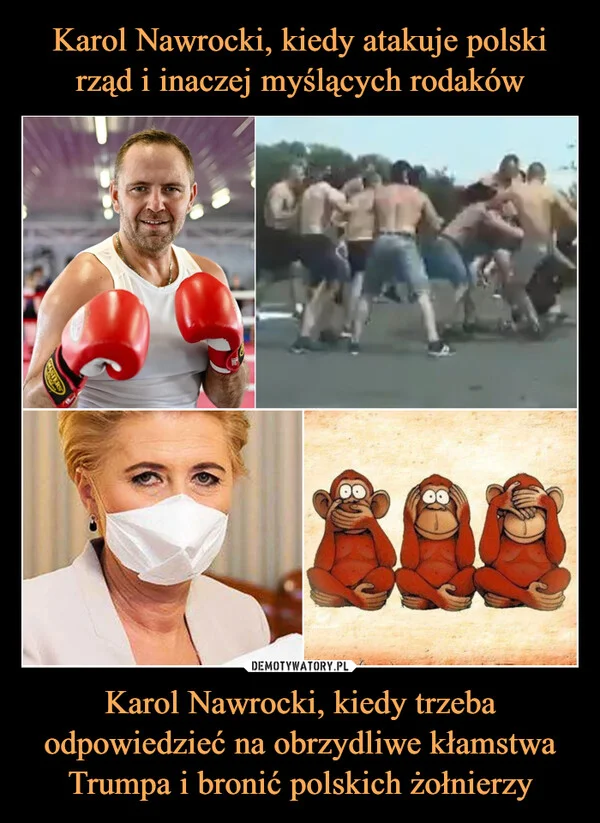 Karol Nawrocki, kiedy atakuje polski rząd i inaczej myślących rodaków Karol Nawrocki, kiedy trzeba odpowiedzieć na obrzydliwe kłamstwa Trumpa i bronić polskich żołnierzy