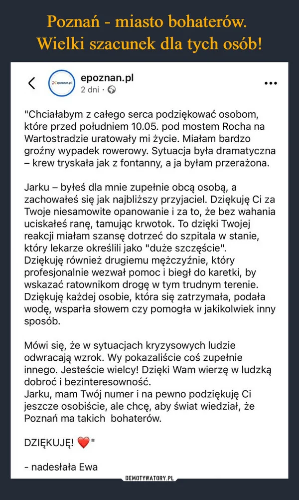 
    Poznań - miasto bohaterów. Wielki szacunek dla tych osób!