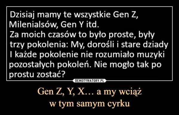 Gen Z, Y, X… a my wciąż w tym samym cyrku