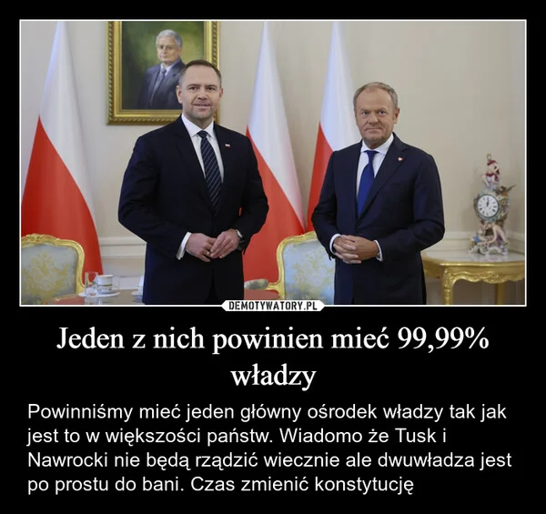 Jeden z nich powinien mieć 99,99% władzy