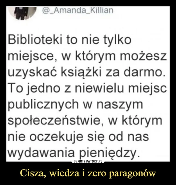 
    Cisza, wiedza i zero paragonów