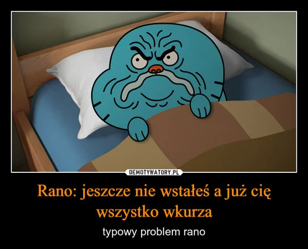 
    Rano: jeszcze nie wstałeś a już cię wszystko wkurza