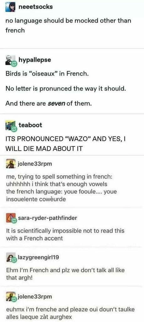 And now it's time for the French language