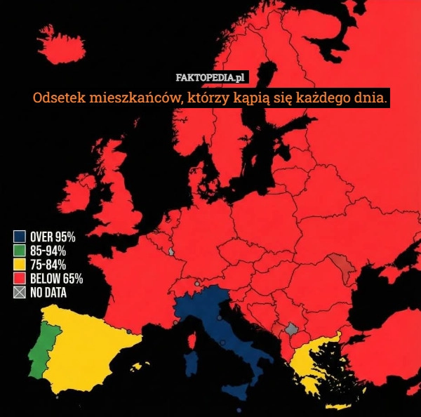 Odsetek mieszkańców, którzy kąpią się każdego dnia.
