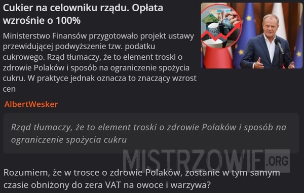 Cukier na celowniku rządu