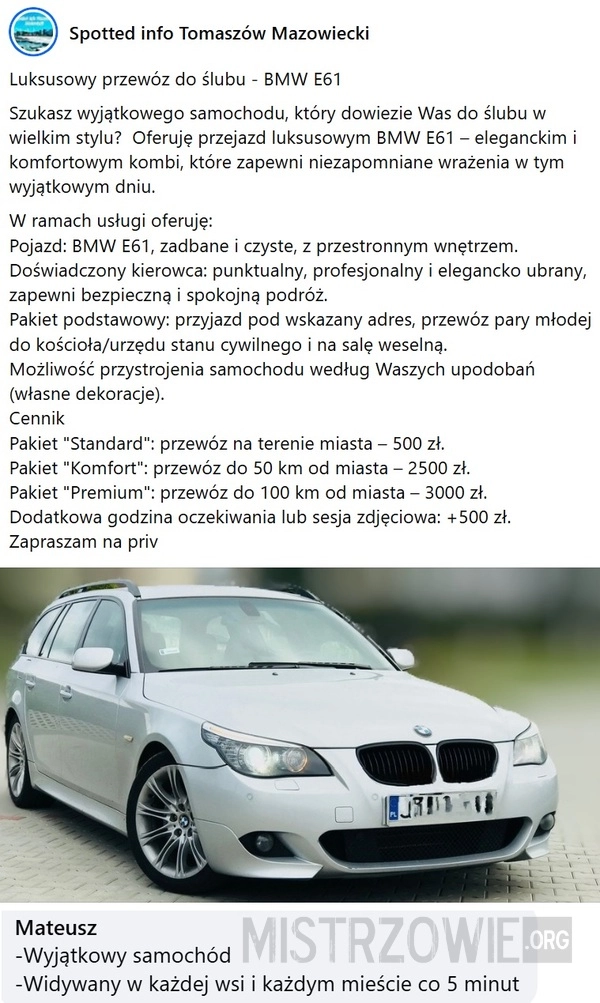 
    Luksusowy przewóz do ślubu