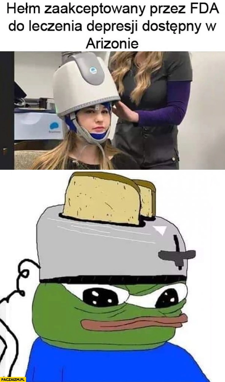 Hełm do leczenia depresji toster na głowie żaba Pepe