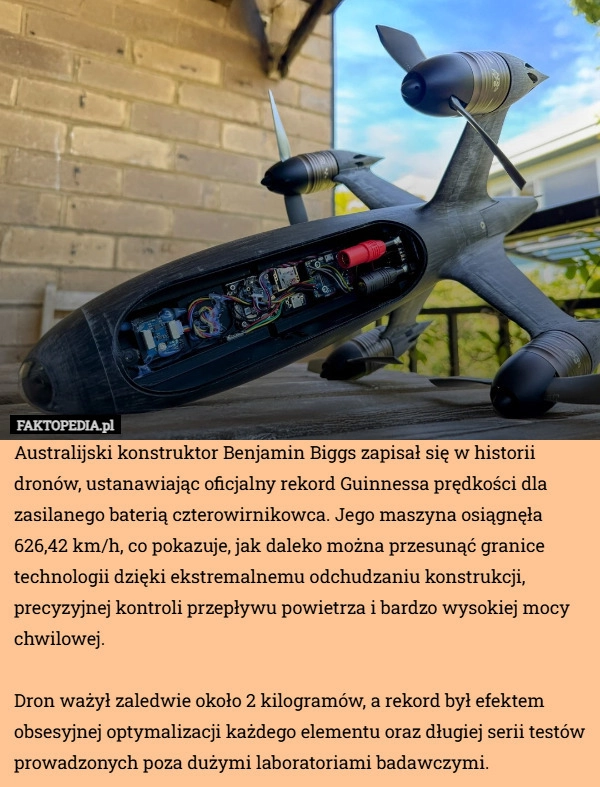 
    Australijski konstruktor Benjamin Biggs zapisał się w historii dronów, ustanawiając