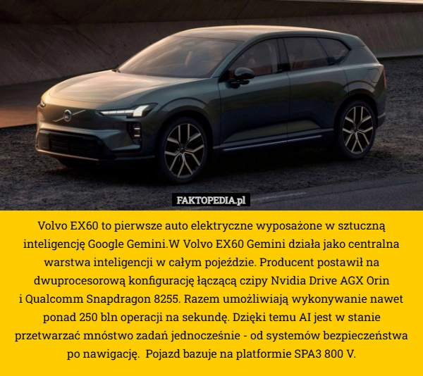 Volvo EX60 to pierwsze auto elektryczne wyposażone w sztuczną inteligencję