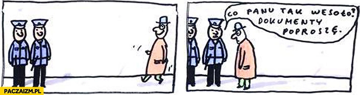 Co panu tak wesoło? dokumenty poproszę
