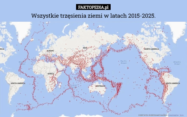 
    Wszystkie trzęsienia ziemi w latach 2015-2025.