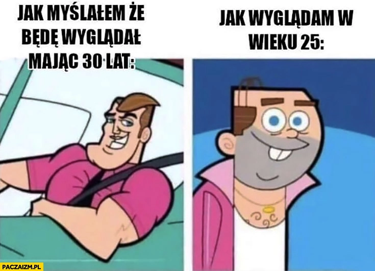 Jak myślałem, że będę wyglądał mając 30 lat, jak wyglądam w wieku 25 lat łysy