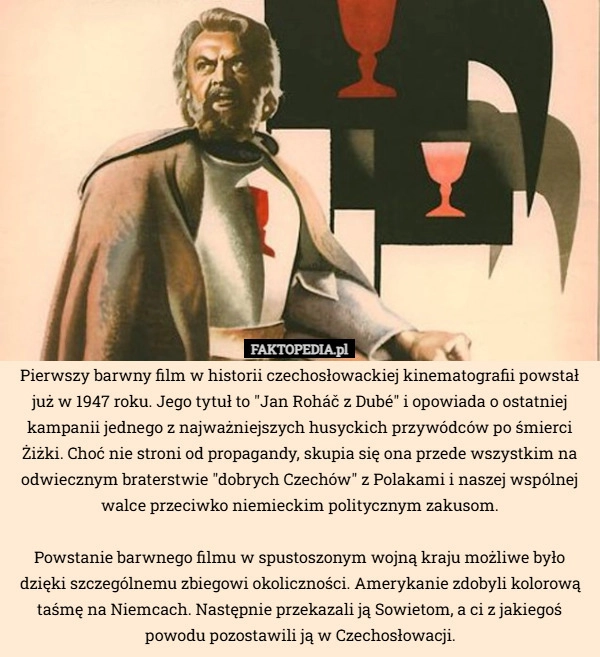 Pierwszy barwny film w historii czechosłowackiej kinematografii powstał