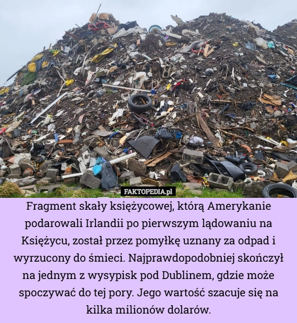 Fragment skały księżycowej, którą Amerykanie podarowali Irlandii po pierwszym