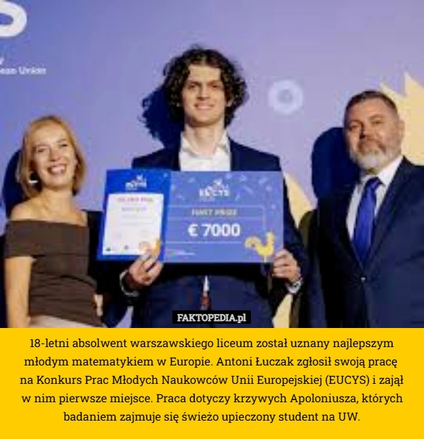 
    18-letni absolwent warszawskiego liceum został uznany najlepszym młodym