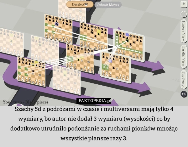 Szachy 5d z podróżami w czasie i multiversami mają tylko 4 wymiary, bo autor