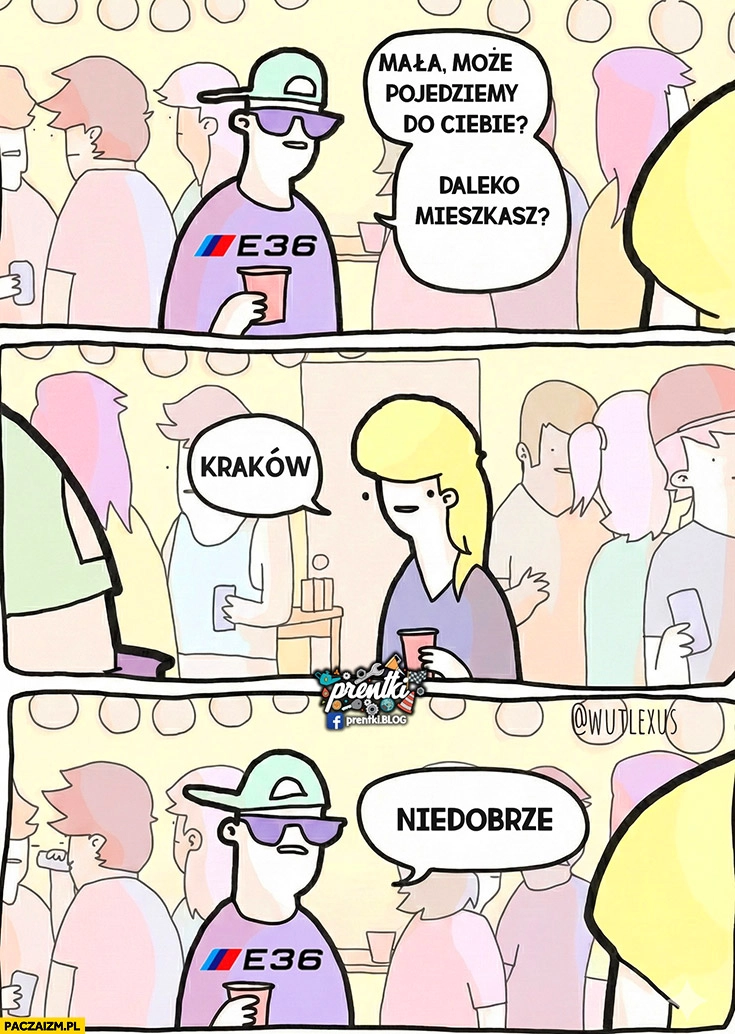 Mała może pojedziemy do ciebie, daleko mieszkasz? Kraków, fan BMW E36, niedobrze SCT strefa czystego transportu
