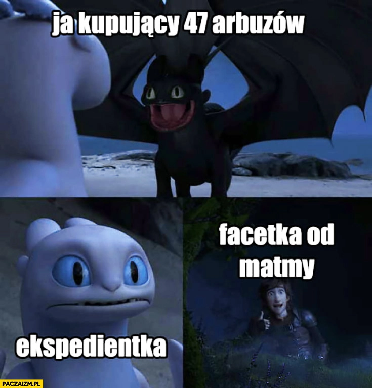 
    Ja kupujący 47 arbuzów ekspedientka zdziwiona facetka od matmy daje okejkę