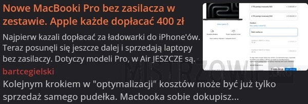 Nowe MacBooki Pro bez zasilacza w zestawie