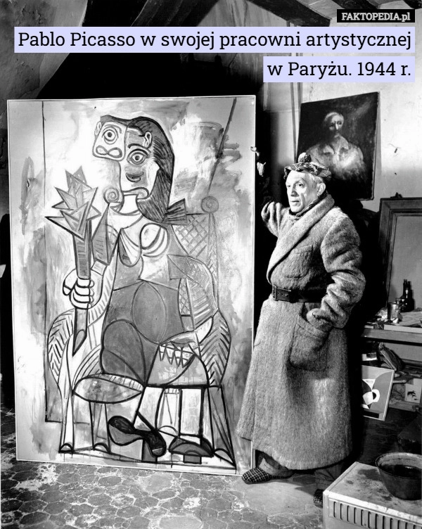 
    Pablo Picasso w swojej pracowni artystycznej w Paryżu. 1944 r.