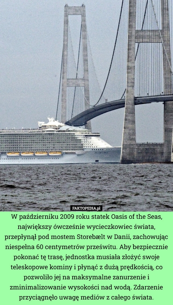 W październiku 2009 roku statek Oasis of the Seas, największy ówcześnie