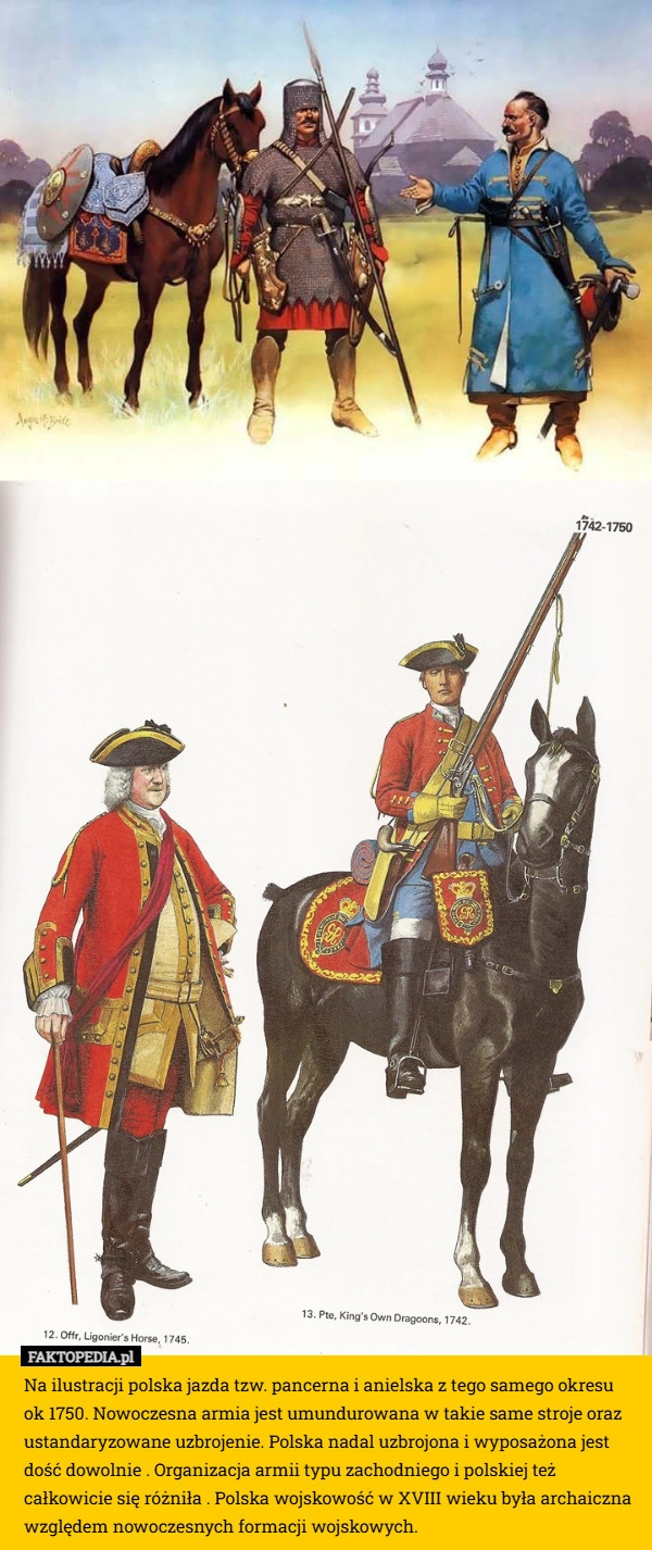 Na ilustracji polska jazda tzw. pancerna i anielska z tego samego okresu